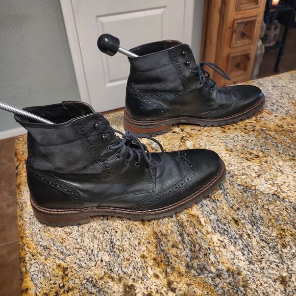 Johnston & Murphy Black Chukka Oxford Leather Boots Sz 11 Shearling Sheep Skin main image 15